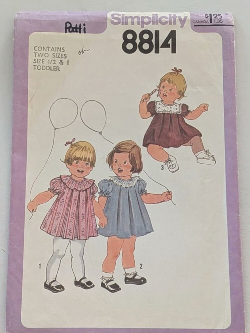 Vintage 1978 Simplicity 8814 1/2 & 1 T Toddler Girl SEWING PATTERN Dress